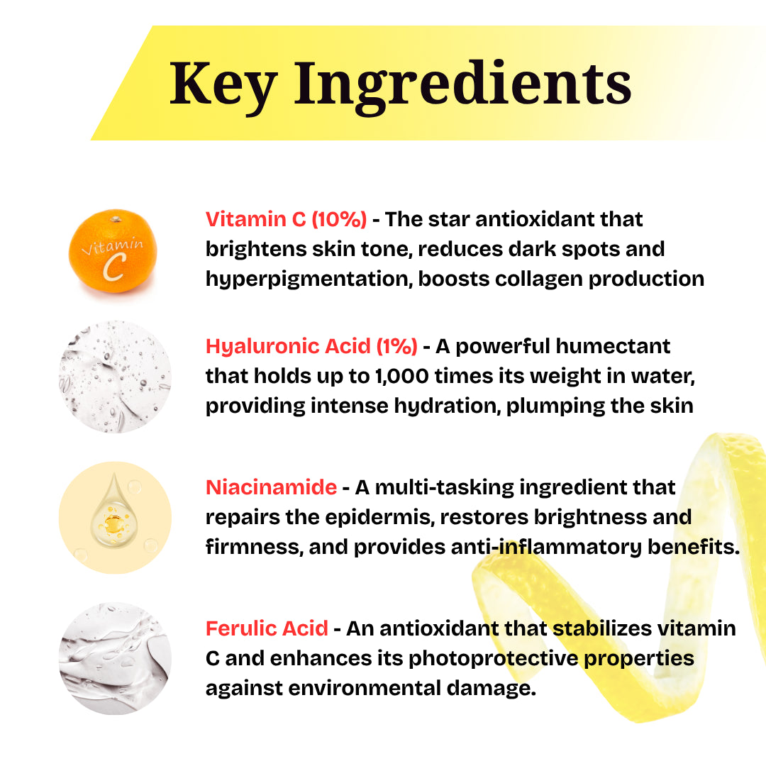 Vanyse Vitamin C 10% Face Serum with Hyaluronic - 30 ML