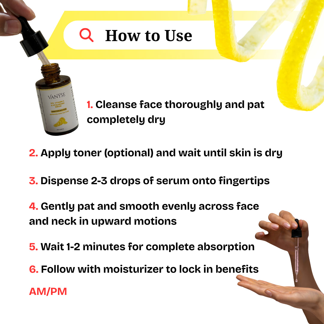 Vanyse Vitamin C 10% Face Serum with Hyaluronic - 30 ML