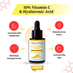 Vanyse Vitamin C 10% Face Serum with Hyaluronic - 30 ML