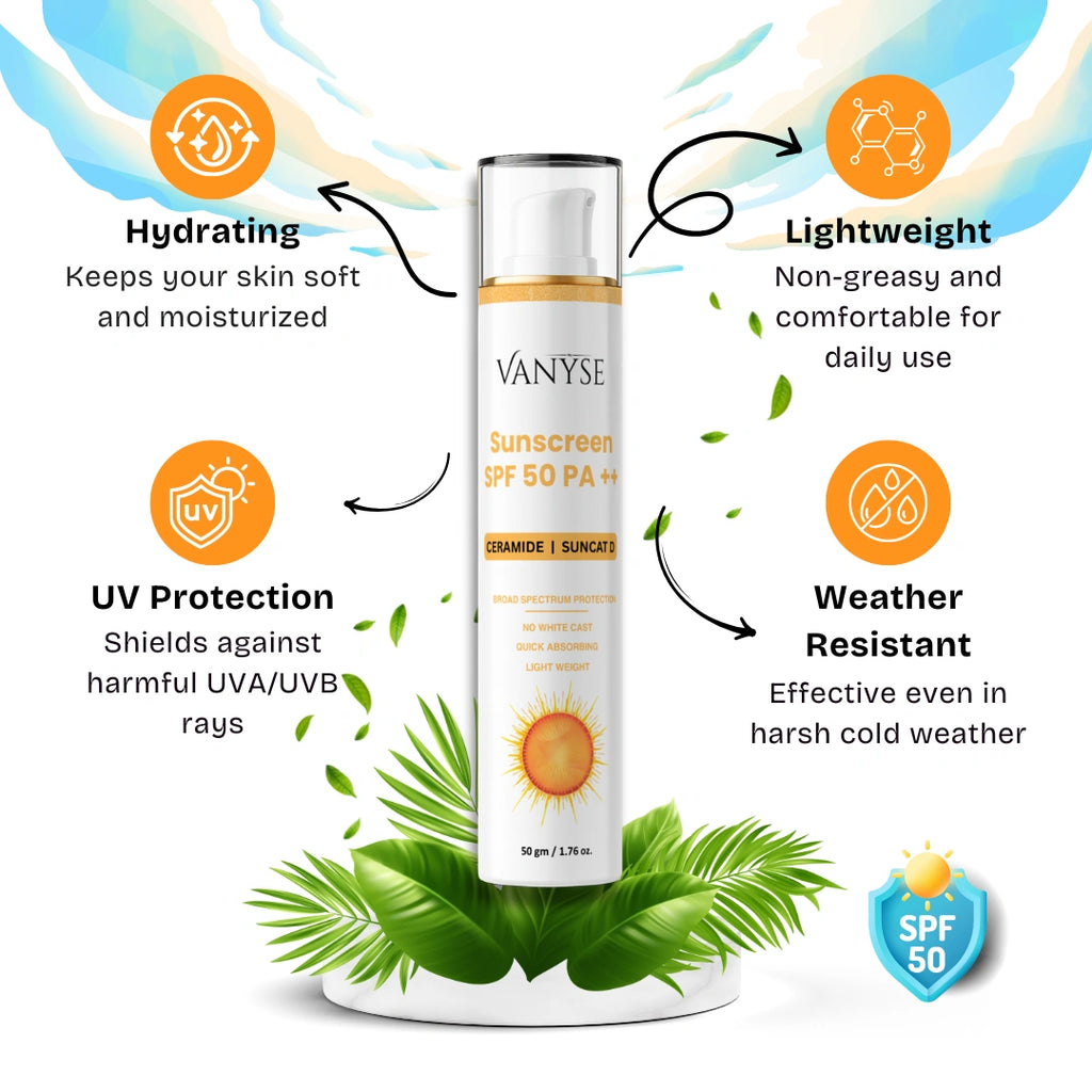 Vanyse SPF 50 PA++ Sunscreen with Ceramide - Unisex - 50g
