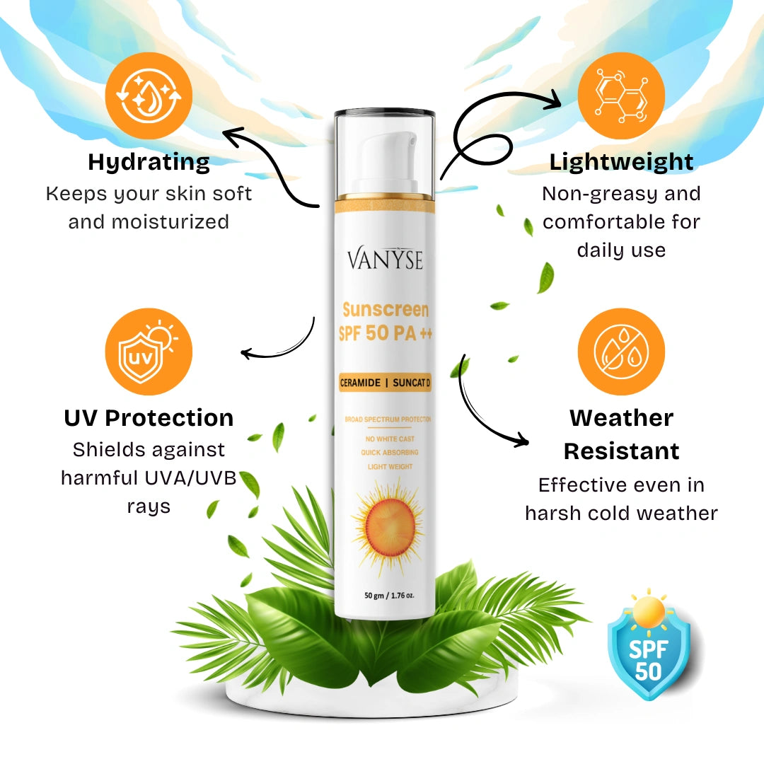 Vanyse SPF 50 PA++ Sunscreen with Ceramide - Unisex - 50g