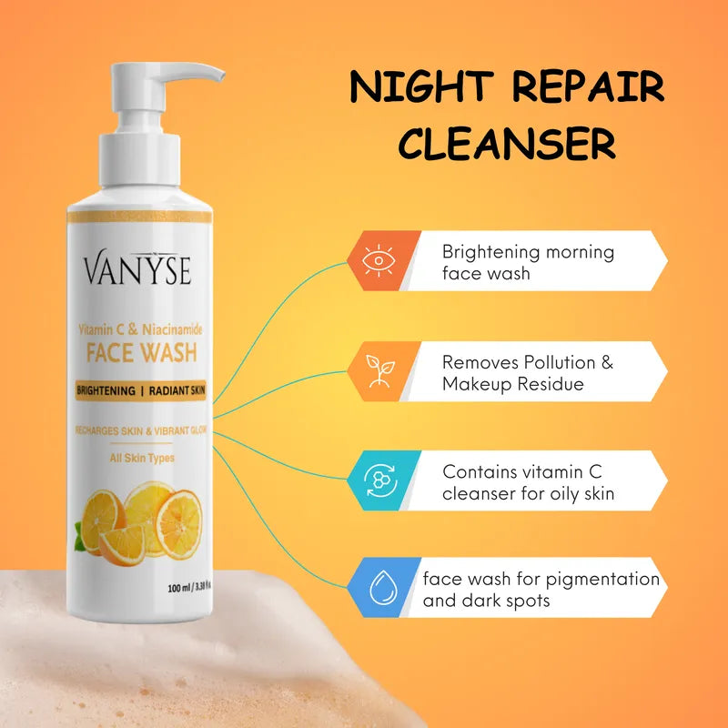 Vanyse Vitamin C & Niacinamide Face Wash 100 ML - For Men & Women