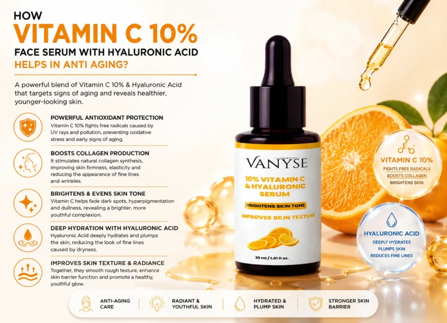 How Vitamin C 10% Face Serum with Hyaluronic Acid helps in anti aging?